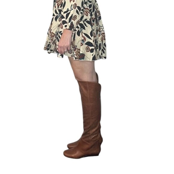 Steven Steve Madden Intyre Over the Knee Boots Leather Cognac Brown Wedge Heel 8 - Picture 4 of 16